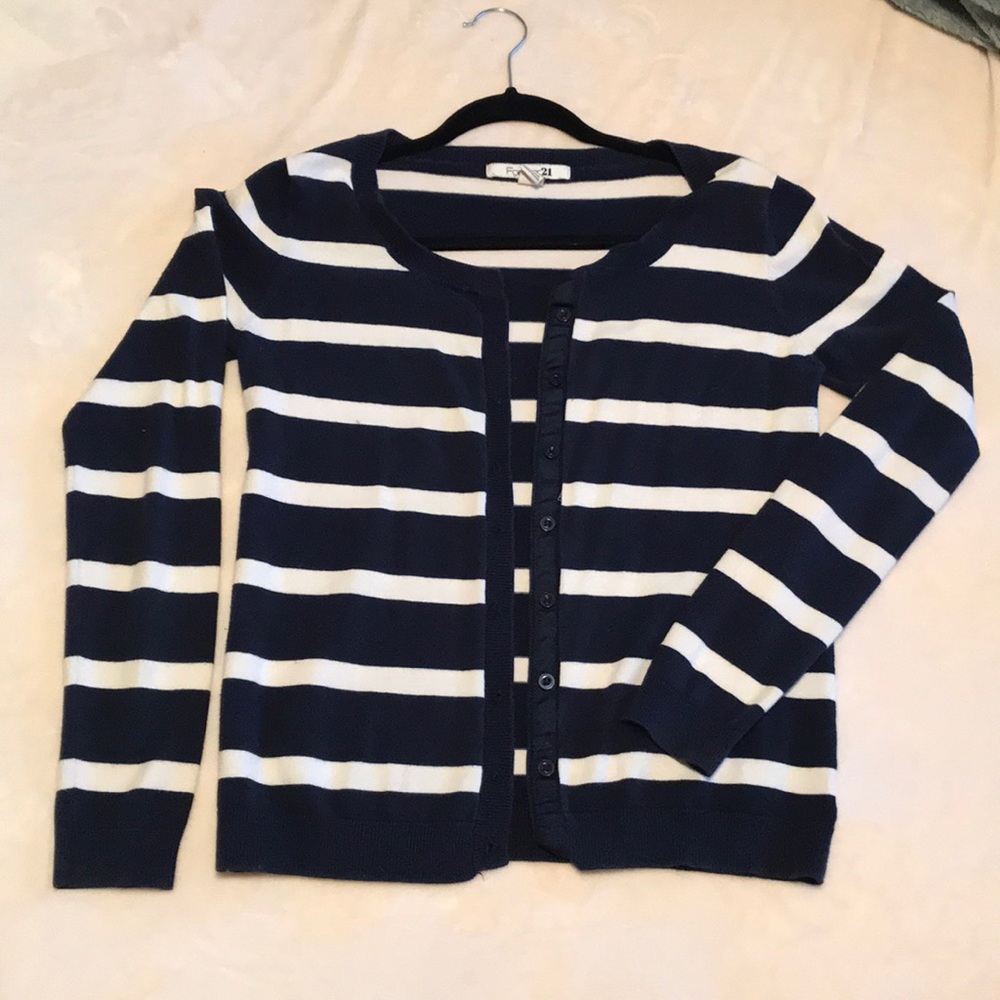 Navy blue stripped cardi